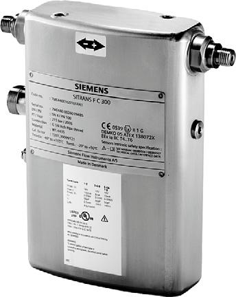 SITRANS F C Overview Flow sensor SITRANS FC00 High-pressure program as standard The sensor calibration factor is also valid for gas measurement.