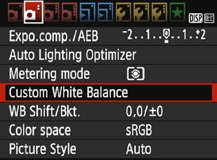 B: Matching the Light SourceN O Custom White Balance Custom white balance enables you to manually set the white balance for a specific light source.