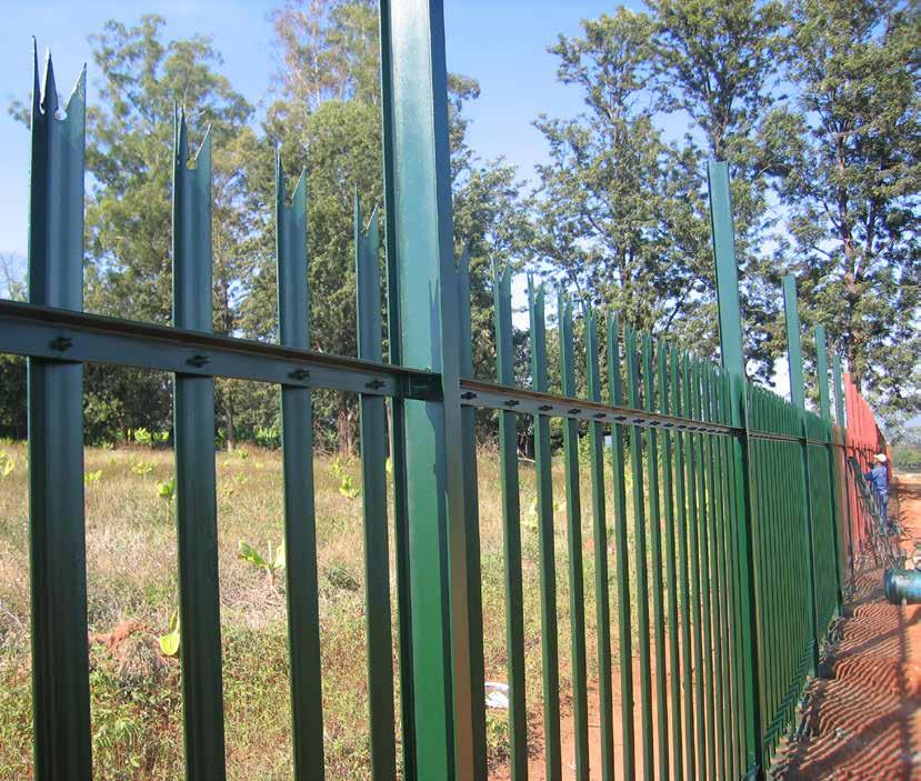 Other Security Fences Palisade HOT ROLLED ANGLE PALISADE PANELS Hot Rolled Panels On a 40 X 40 panel, there are 16 palings spaced 120mm apart (available in Devils Fork, 3 spike or 7 spike) All panels