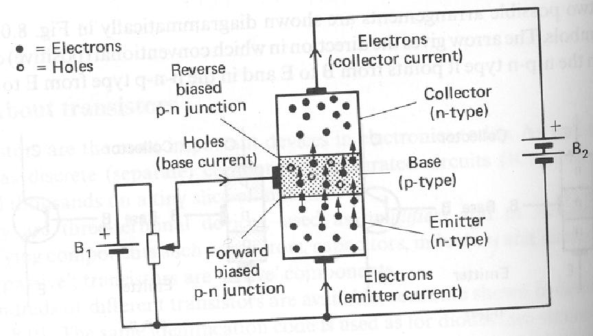 Junction Transistors-theory of operation In normal use as an amplifier, the p-n junction (diode) between collector and base is reversed biased and the p-n junction between emitter and base forward