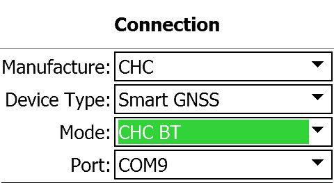 2.2. Via CHC Bluetooth 1. Turn on the controller run Hcconfig tap Connection in the main menu. 2.