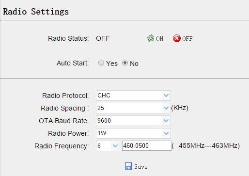 RADIO SETTINGS SUBMENU Use this submenu to configure radio settings, including radio status, whether to switch on auto start or