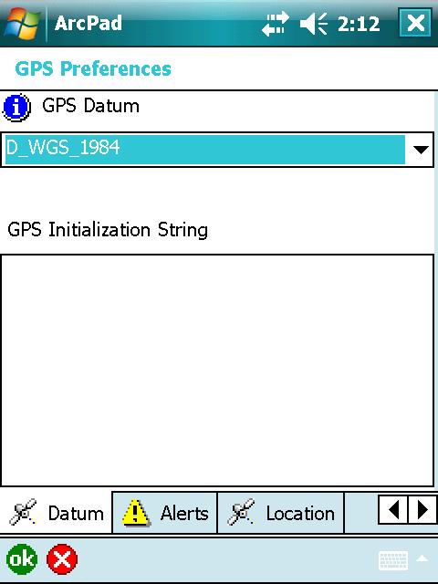 The input GPS datum in ArcPad is selected from the GPS Datum drop-down list found in GPS