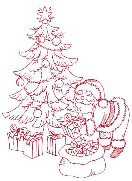 12612-37 Jumbo Santa & Tree 6.55 X 8.