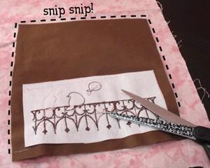 Lay your newly cut rectangle on top of your lining fabric, right sides together.