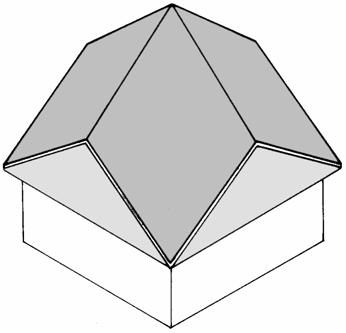 BASIC ROOF and CEILING FRAMING Helm : This is a pyramidal roof, having a square base, with four gables connected at the bottom horizontal position.