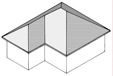 Hip or Hipped Hip & valley: This is basically a hip roof, which is T or L shaped on plan.