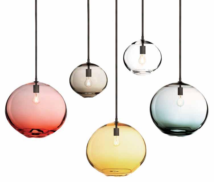 float pendant light float pendant light APPROX 10" (25CM) APPROX 16" (41CM) float pendant light Transparent spherical Czech crystal shades with a gracefully shaped open bottom.
