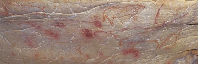 Cave art also includes many images that are not animals and not even pictures. There are many, many dots.