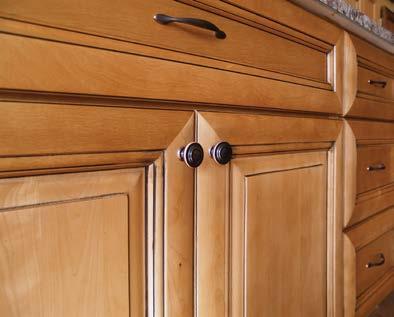 This glaze technique is specific to the recesses of the door and drawer profile and