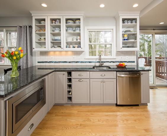 crisp, white upper cabinets and allows the pops of