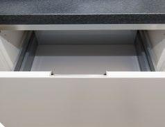 Doors and drawers are opened simply by touch, allowing you to create a minimalist, handle-free design.