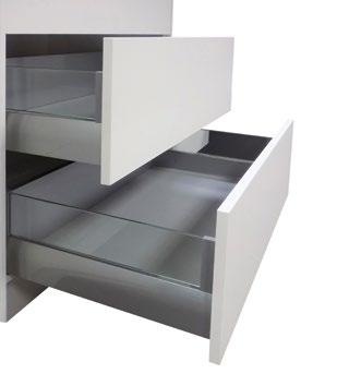Drawers feature a smooth and silent soft close action with progressing dampening.
