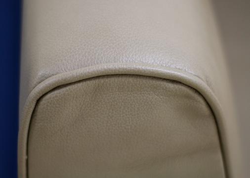 There are two types of top stitches: the single needle and the double needle. Some of our products use no top stitch. In these products, two pieces of fabric are sewn together without fold-over.