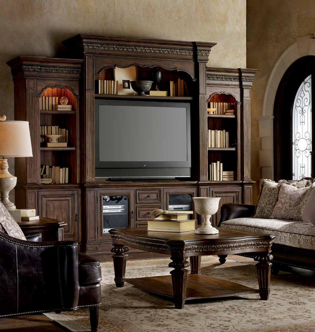 5091-70465 Entertainment Console 67 3/4 Will accommodate most 65 and some 70 TV s 67 3/4W x 24 1/2D x 36 1/4H 5091-70503 Entertainment Console Hutch TV space: 54 1/2W