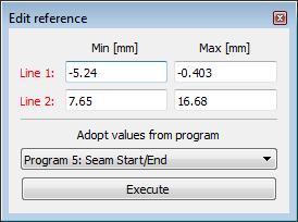 values for the range for the line fitting and to adopt the values from a previous measuring program.