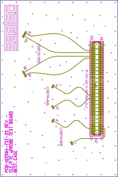PCB-102612-TST, Set 21 & 22 Mapping Fixture Test Points LSHM/LSHM µprobe Test Board, Best Case Board No. PCB-102612-TST-21 Socket: LSHM-150-02.5-L-DV-A PCB-102612-TST-22 Terminal: LSHM-150-02.