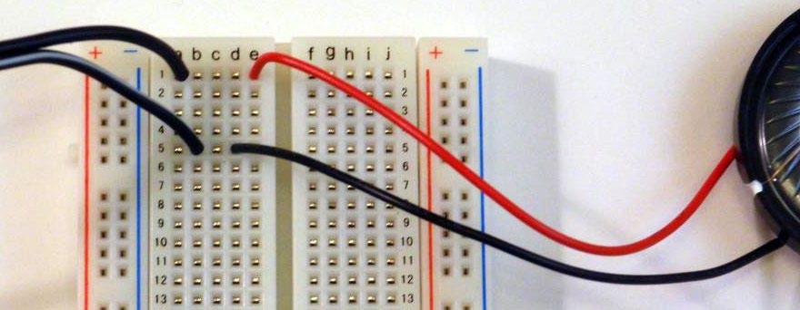 Activity 1: Sound from a Speaker Part B: Using a Breadboard 6. Give each group a breadboard. 7. Show students how to insert and remove a wire from a hole in the breadboard.