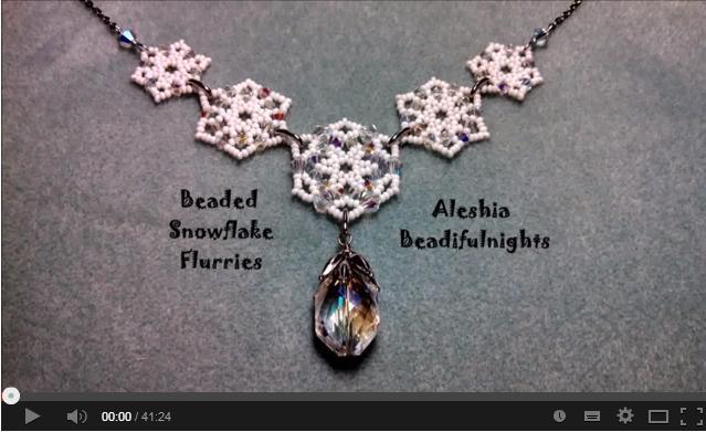 Beaded Snowflake Flurries Necklace-Bracelet-Earrings http://www.youtube.