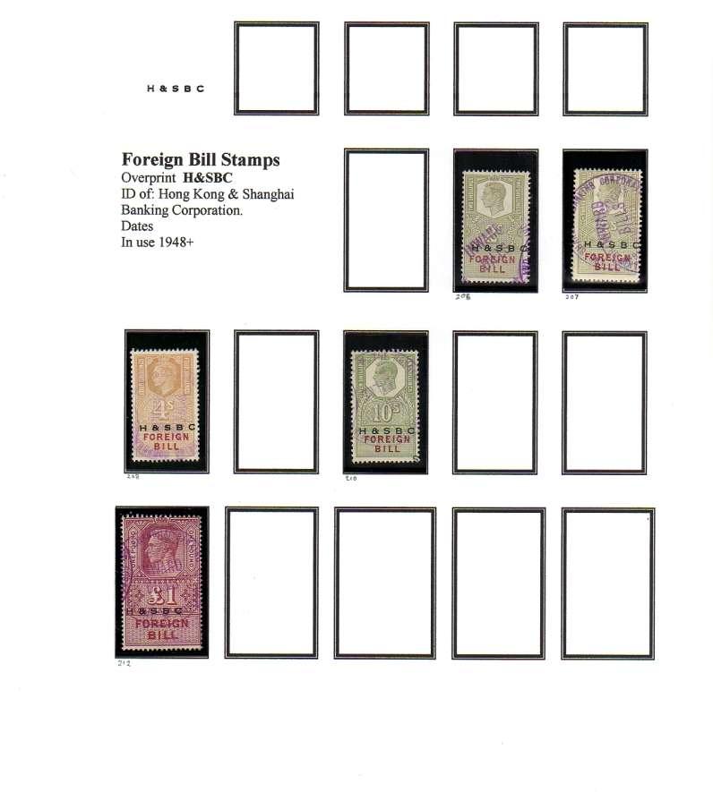Foreign Bill Stamps Overprint H&SBC ID of : Hong Kong
