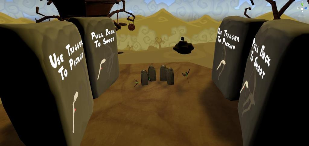 The player can move around the levels by either moving around in real life or teleporting to fixed positions located in each level.