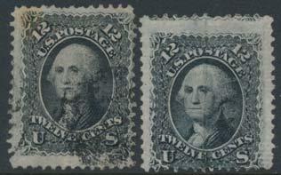 and dot in 1 ), 156 (16 copies, including one unused no gum, one with ribbed paper and a blue 6 cancel, shades, papers, 2 that are imperforate on one side or the other, and showing next stamp