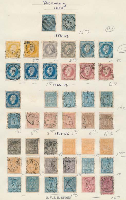 1648 */ Norway #1/405 1855-1962 Collection consisting of over 475 mint and used stamps on Schaubek album pages including semi-postals, postage due and offi cials.