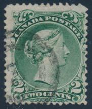 ... Unitrade $2,000 94 95 #22b 1868 1c brown red Large Queen, used with two bold Saint John N.