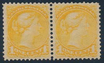 ... Unitrade $180 126 */** #35a 1870 1c orange Small Queen Block of 9, mint, with full original gum.