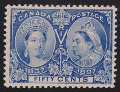 ...unitrade $1,500 170 171 170 * #62 1897 $2 dark purple Jubilee, mint hinged with deep colour.