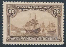 ...unitrade $360 293 ** #96-103 1908 ½c to 20c Quebec Tercentenary Set, mint never hinged, mostly fi ne or better (some very