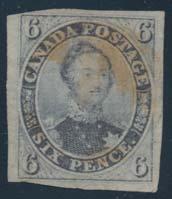 ...unitrade $1,600 8 8 11 #2 1851 6d slate violet Consort on Laid Paper, used with light red-brown cancel.