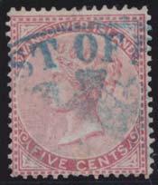 ...unitrade $875 703 * #2 1860 2½d dull rose Queen Victoria, mint hinged with original gum, one shorter perf and fi ne.