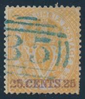 bluegreen. A very nice stamp....unitrade $300 731 * #12 1869 50c on 3d violet Perf.