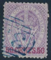 12½ Surcharge, used with part numeral in grid cancel in blue, few blunt perfs, fi ne.