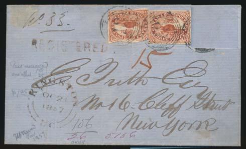 vermilion thin paper, etc.) and with 4-ring numeral cancel interest. Includes #s 2, 4, 19, 21, 23, 33, etc.