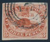 ...scott $2,250 28 30 28 #4d 1852 3d orange red Beaver Vertical Pair, on thin paper. Unused (no gum).