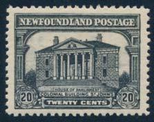 Newfoundland continued x837 837 ** #171 1929 20c grey black Colonial Building, mint never hinged, fresh with light pencil mark on back, very fi ne.