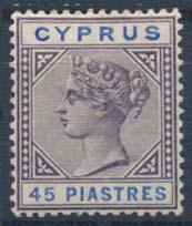 Cyprus Ghana x939 x940 939 * #28-37 1894-96 ½pi to 45 pi Queen Victoria Set, mint hinged and mostly very fi