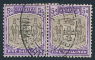 ... Scott $190 Indian States Convetion States 954 #45 1905 5sh violet and black Arms of