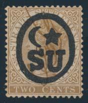 Malaysian States -- Sungei Ujong Mauritius 956 (*) #2 1878 2c brown Queen Victoria handstamped in Red, unused no gum, nice fresh colour, fi ne-very fi