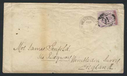 Cover is addressed to Sussex Vale with Dorchester & Bend of Petit Codiac APR.12.1855 backstamps. Minor age spots and minor repairs to cover.