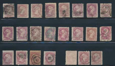1747 #40, 45 Lot of 10c Small Queens selected for exceptional centering, with 10 stamps, including 7x #40 (2 perf 11½x12) and 3x #45, each selected for quality and very fi ne centering. Ex.