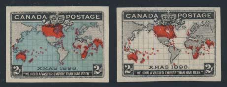 ..unitrade C$1,250 165 E/P #85iii 1898 2c black, gray and carmine Map, imperforate horizontal