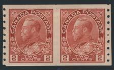 ..unitrade C$450 224 ** #125iii 1912 1c blue green Admiral, paste-up strip of four, mint never