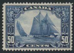 . Unitrade C$375 258 * #158 1929 50c dark blue Bluenose, mint