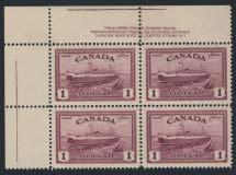 ..unitrade C$450 290 291 290 ** #262 1942 $1 deep blue Destroyer, mint never hinged, very.