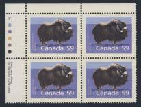 ..est $7,500 351 ** #1172Ag/1190c Group of 1988-1990 Mammal Definitive plate blocks with perforation varieties, with #1172Ag (5), 1174i, 1176a