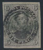 #4 3d Beaver with blue 7-ring cancel and 4 margins (close at right), #7 10d blue Cartier with numeral cancel and 2½