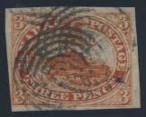 .unitrade C$1,875 #2 1851 6d slate violet Consort on very thin paper, used with target cancel, four large even